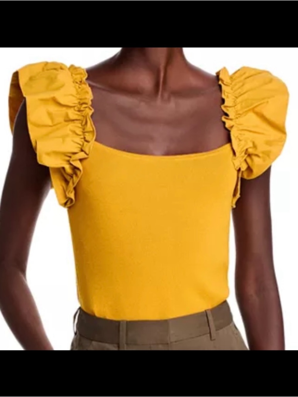 NWT - T Tahari Flutter Sleeve Top in Light Saffron